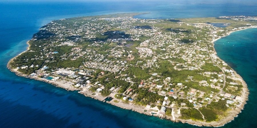aerial view of grand cayman island of the cayman islands